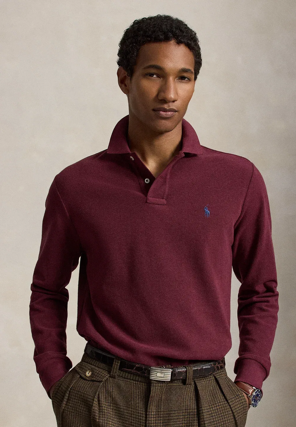 Поло-Рубашка приталенного кроя из сетчатой ткани - поло-рубашка Polo Ralph Lauren, Spring Wine Heather