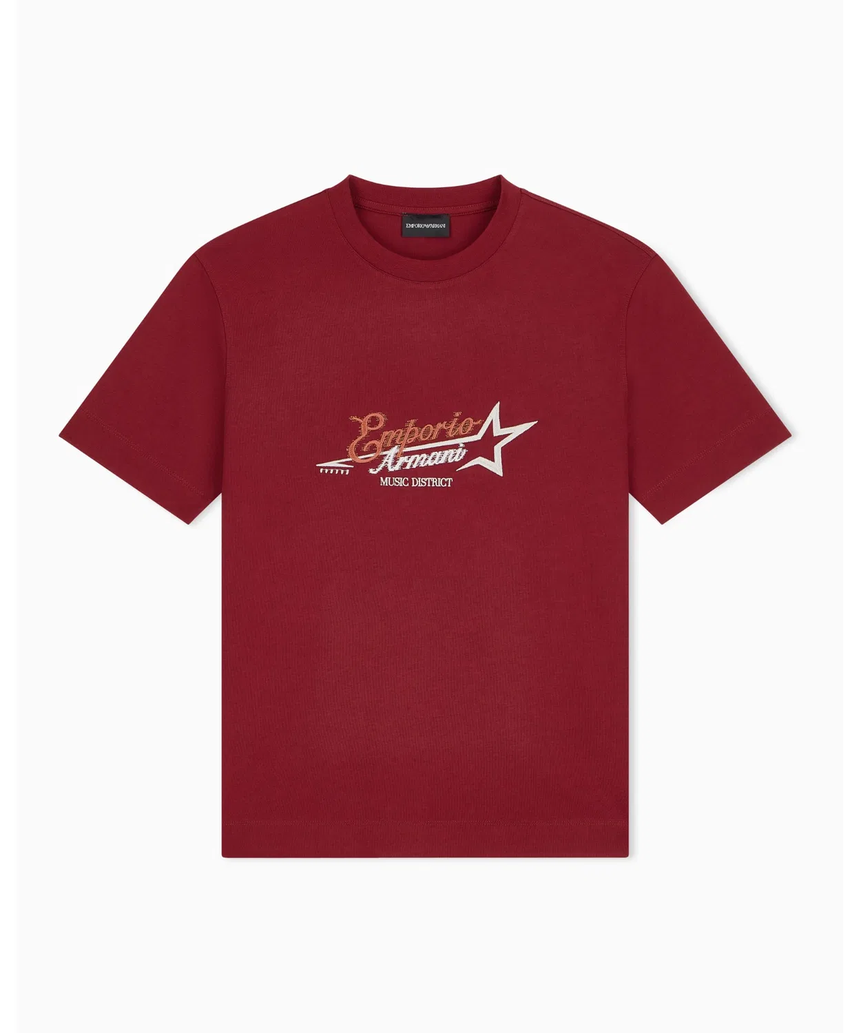Мужская футболка с коротким рукавом из плотного хлопка EMPORIO ARMANI, Wine Red — фото 2