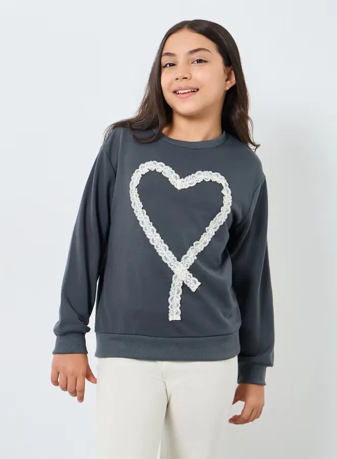 Комплект свитшот с кружевом и леггинсы клеш Teen Heart Styli, мультиколор — фото 3