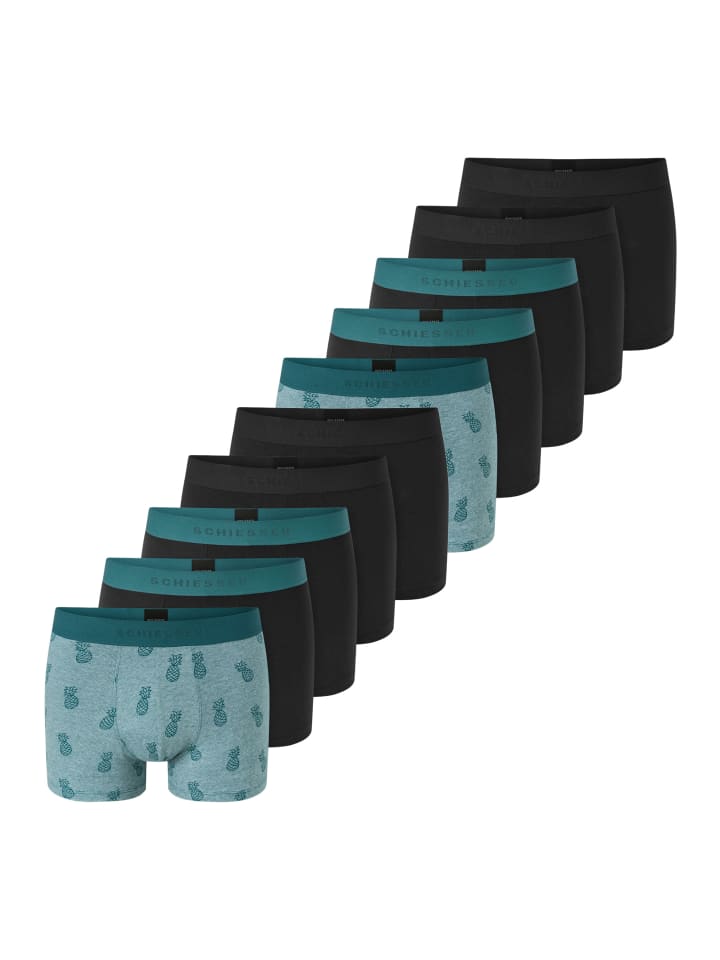 

Schiesser Ретро шорты/брюки из органического хлопка 95/5, черно-бирюзовые