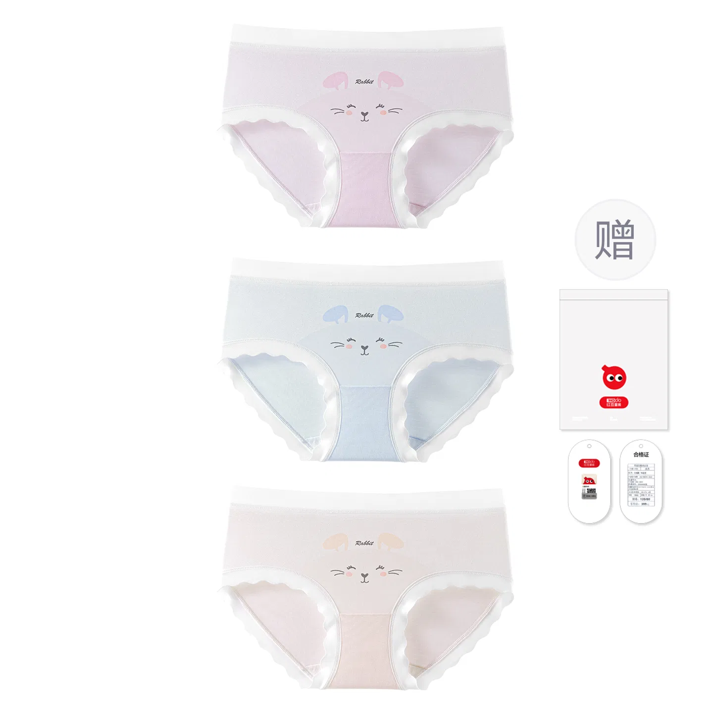 Детские трусы для девочек хлопковые Red Bean, Light Purple Light Skin Light Blue