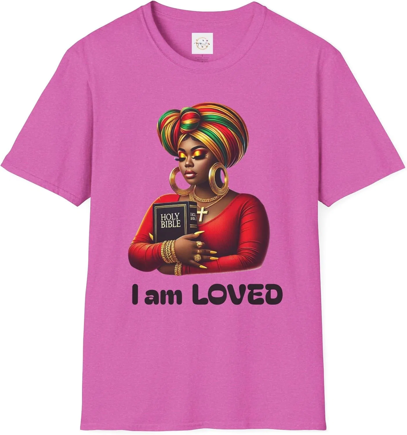 Женская футболка с принтом I am LOVED Gildan 64000, Heather Berry