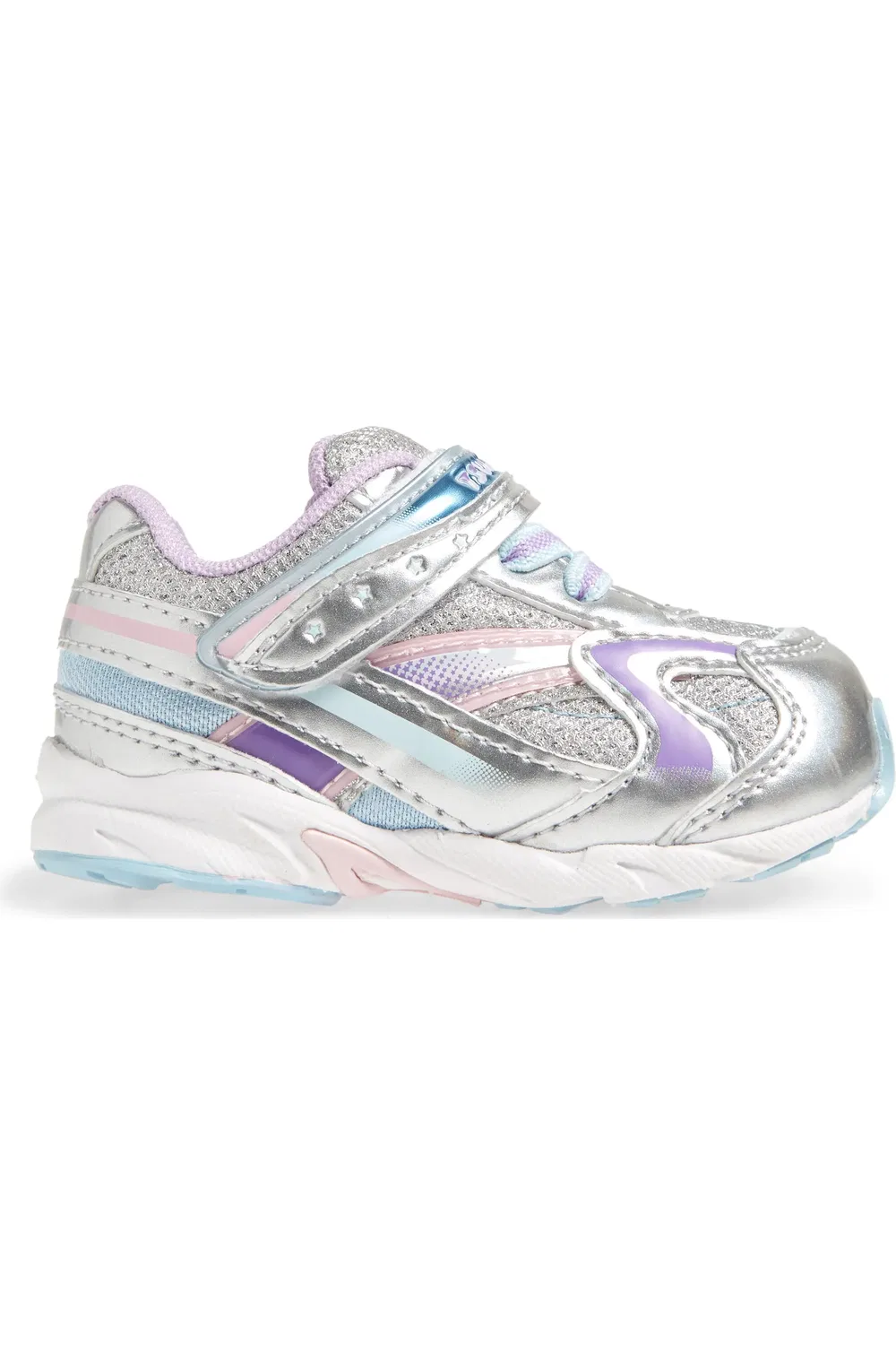 Кроссовки детские блестящие легкие Glitz Washable Tsukihoshi, Silver/Lavender — фото 2