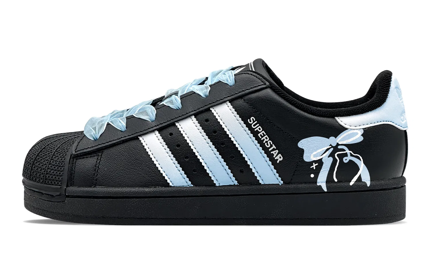 Детские кроссовки-скейтбординг с принтом Adidas Originals Superstar 2, Sky Blue Box — фото 3