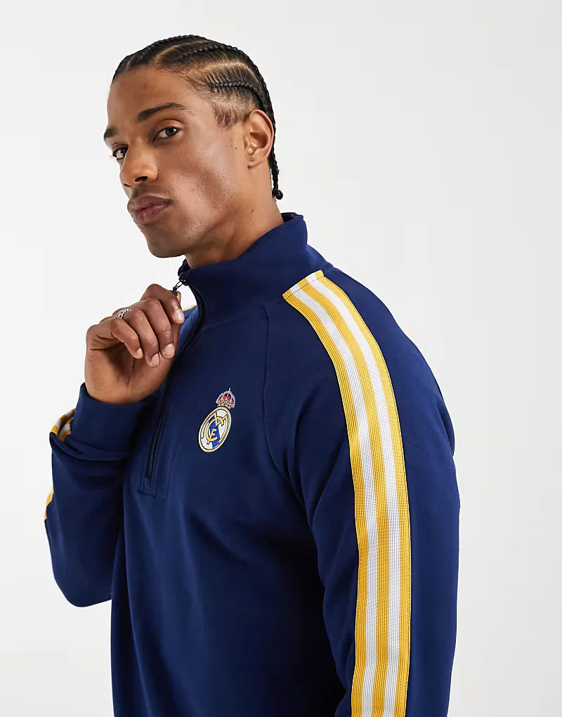 Футболка Adidas Performance Real Madrid Originals с половинной молнией, темно-синяя
