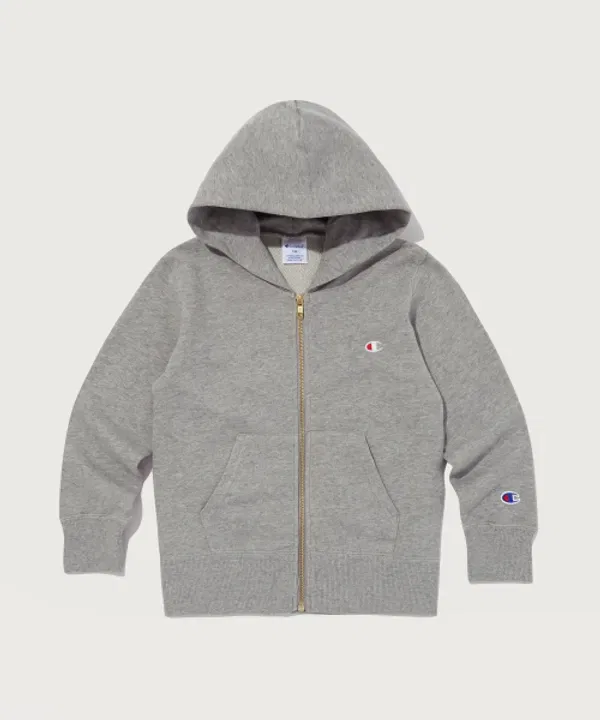 Худи на молнии Champion Kids, с логотипом, серое