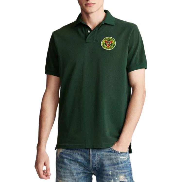 Мужское поло Polo Ralph Lauren Custom Slim Fit, Dark Green — фото 4