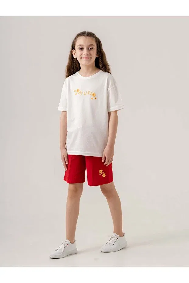 Детский комплект для девочек с принтом Hi Girl Mışıl Kids, Red