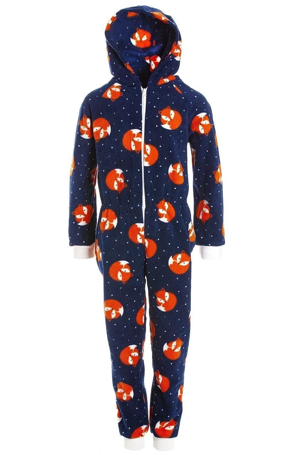 Детский комбинезон с капюшоном с принтом лисы Supersoft Fox Animal Print Hooded All In One Onesie Camille, Navy