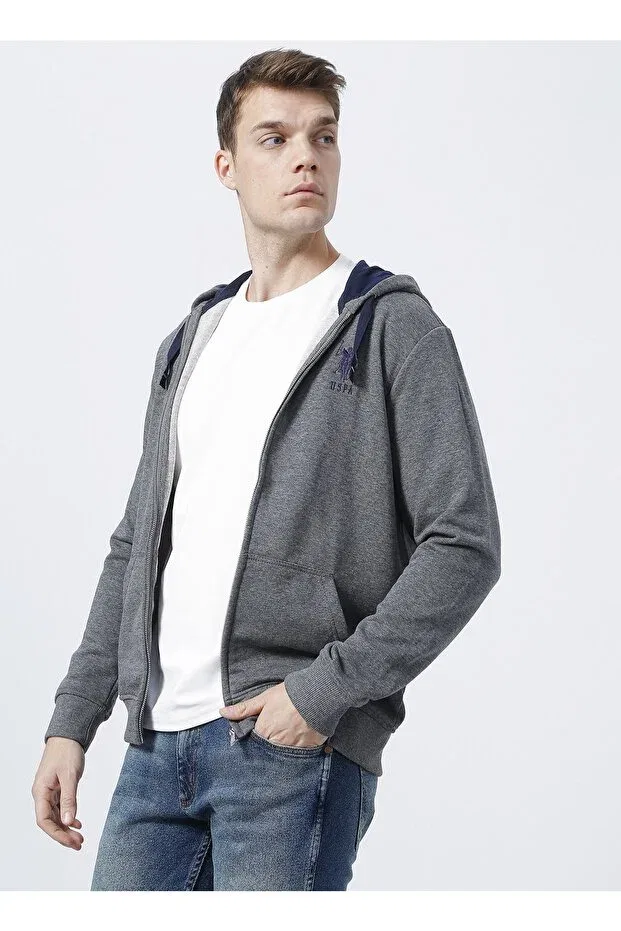 Мужское худи с капюшоном на молнии U.S. Polo Assn., Gray