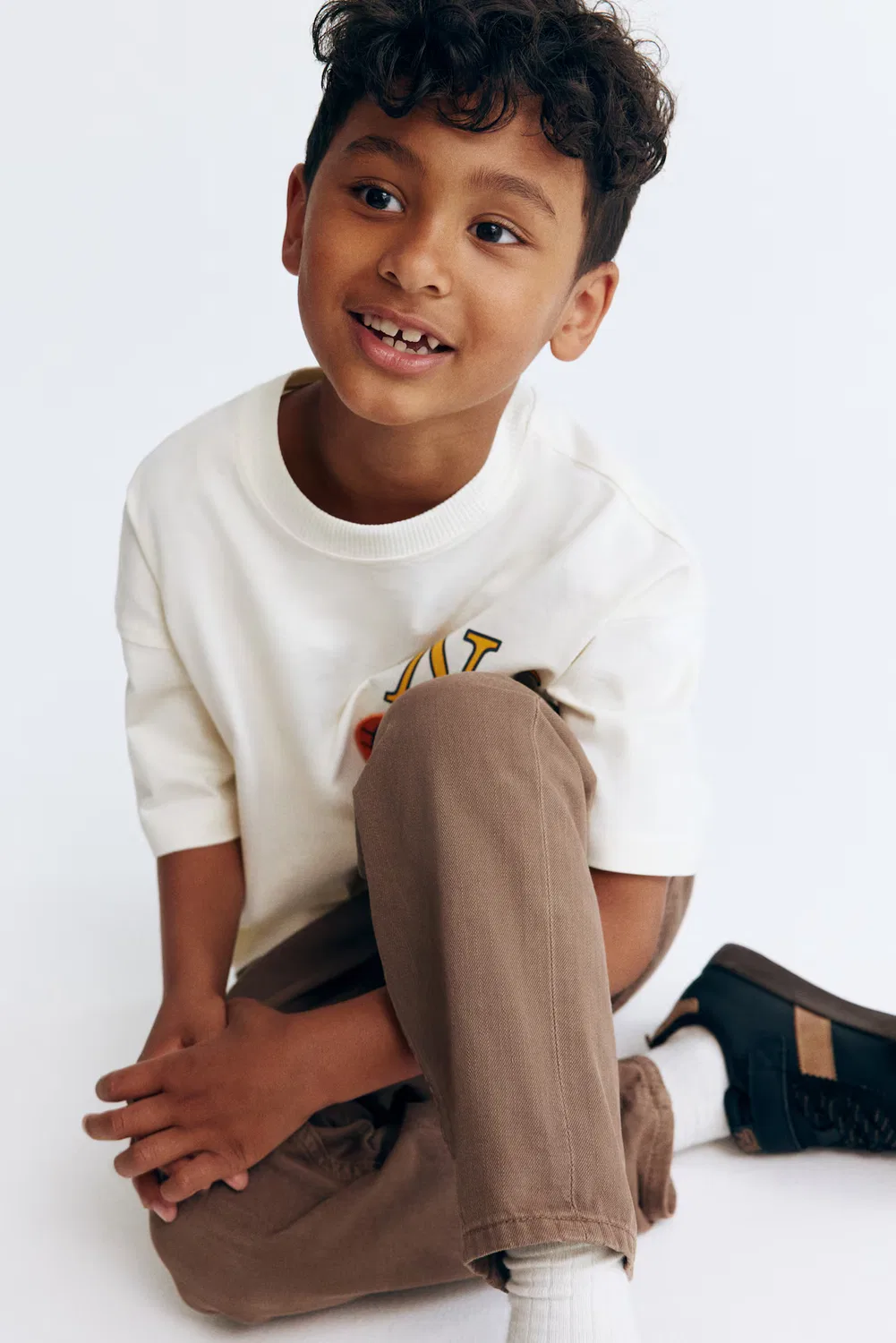 Брюки из выстиранной хлопчатобумажной саржи H&M, Braun — фото 2