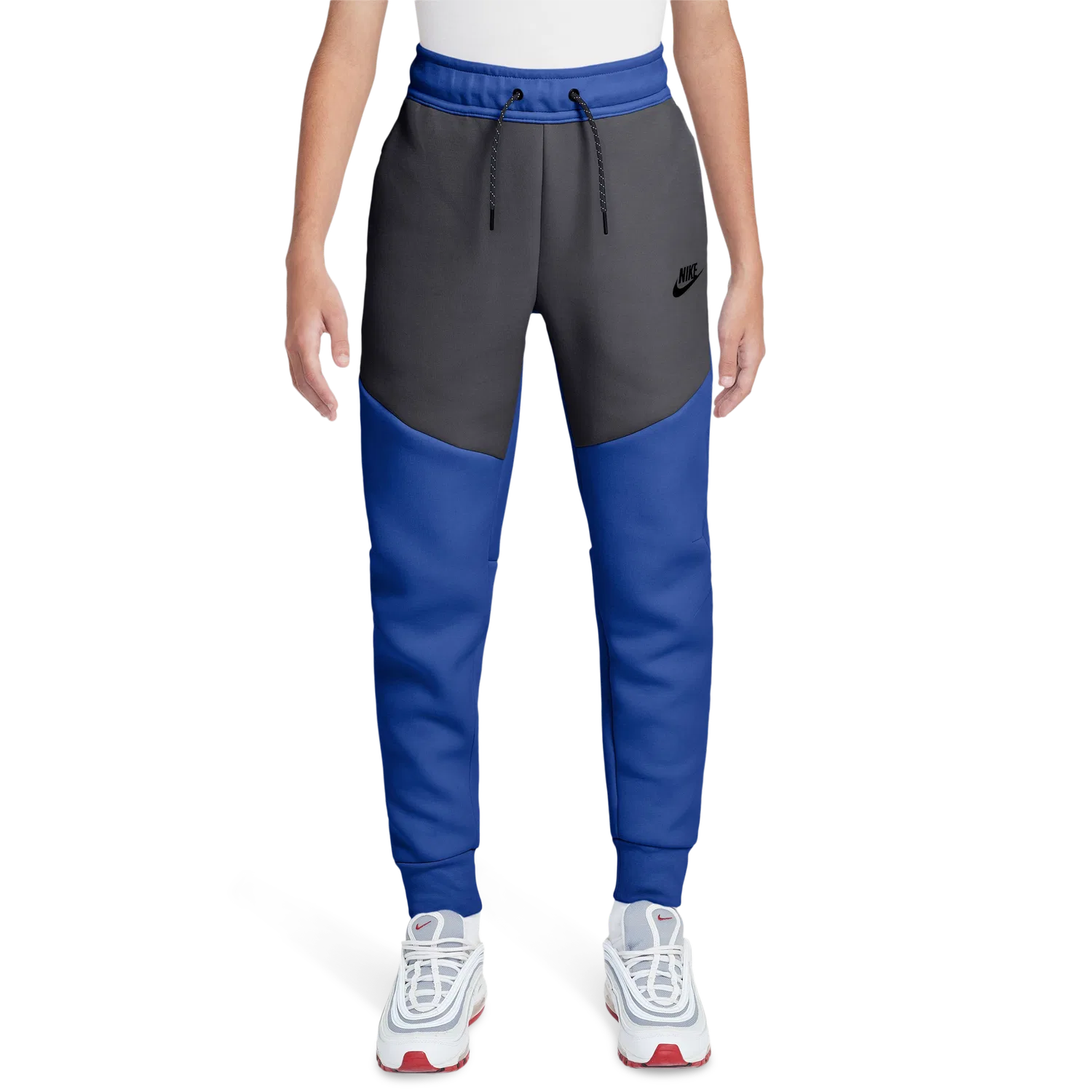 Детские спортивные штаны для мальчиков с флисом Nike Tech Fleece, Nike, Smoke Gray Game Royal Anthracite — фото 4