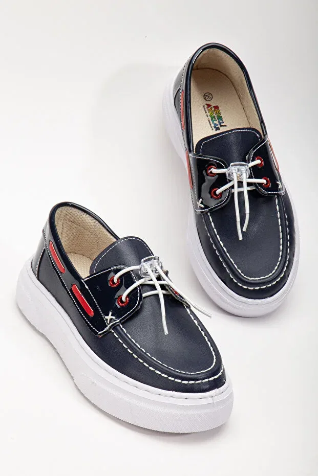 Детские туфли для мальчиков на плоской подошве Dn2S, Navy Blue-Red — фото 4