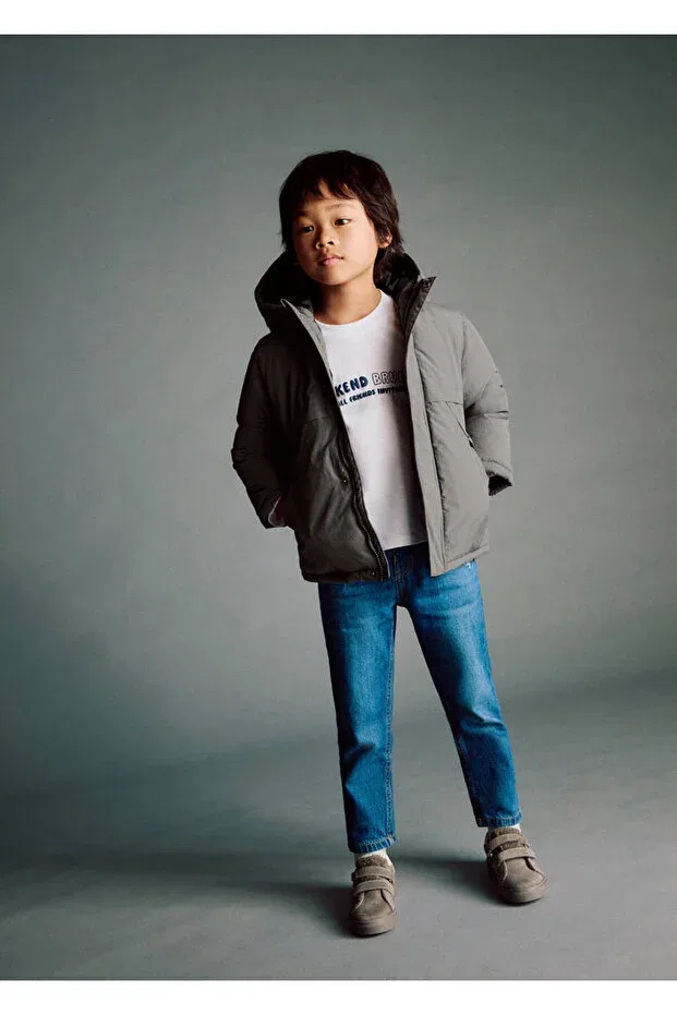Детское пальто для девочек стеганое Mango Baby, Dark Gray