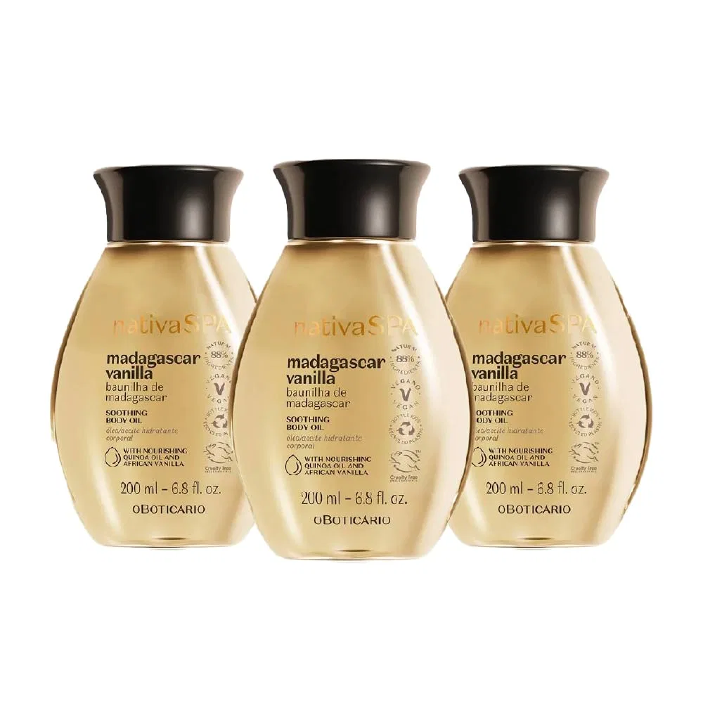 Набор масел для тела Nativa Spa Vanilla, O Boticário, 3 x 200 мл
