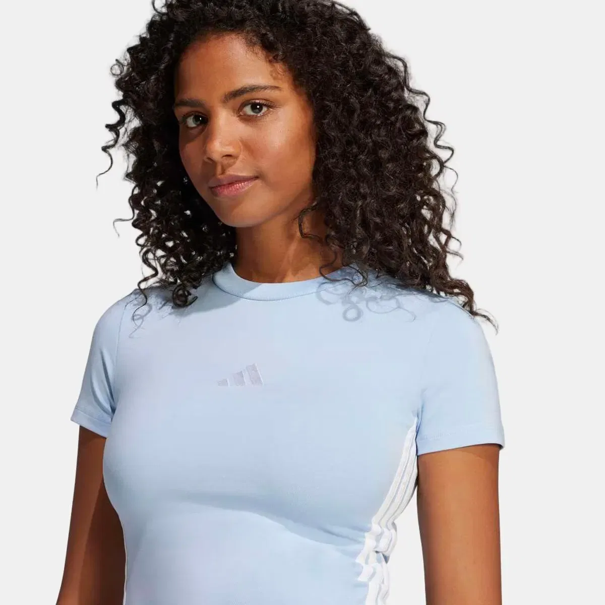 Женская футболка с коротким рукавом Essentials Slim Baby 3 bandas adidas, Синий — фото 4