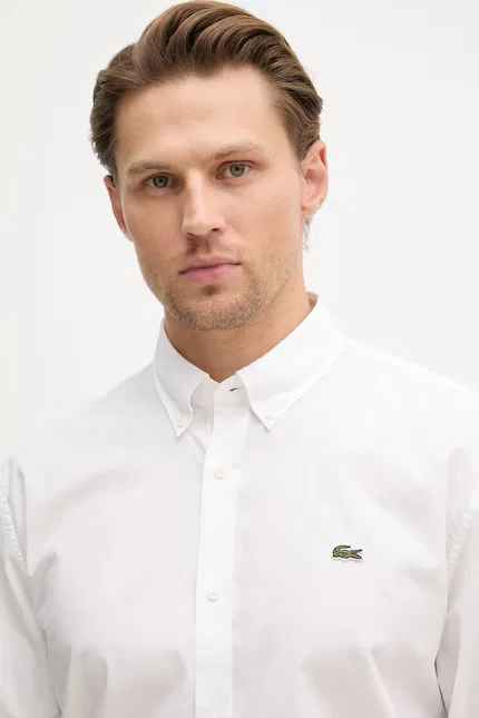 Рубашка хлопковая Lacoste, белый — фото 4