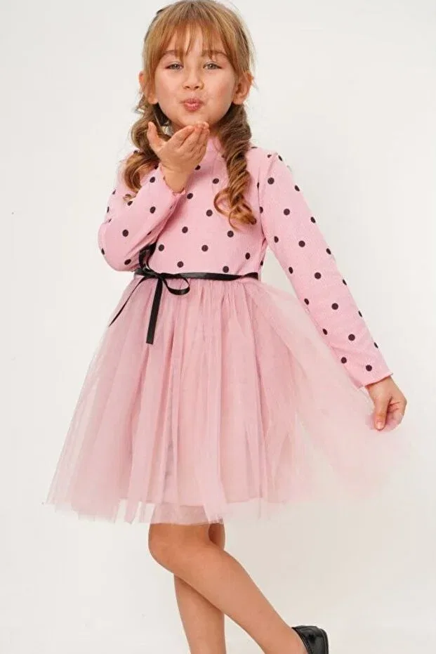 Детское платье для девочек с длинным рукавом Abiyekids, Pink — фото 2