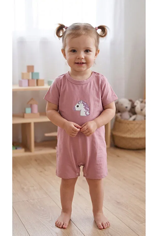 Детский комбинезон с коротким рукавом с принтом Fuar Baby, Unicorn Patterned — фото 2