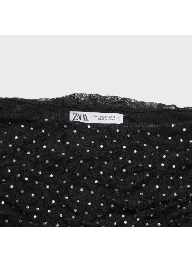 Жилет без рукавов с асимметричным плечом и сборками по бокам Zara, черный — фото 4