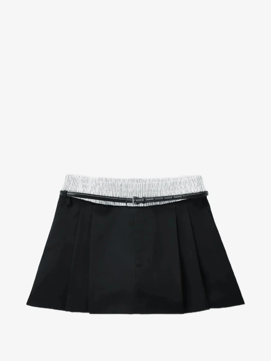 Юбка-шорты Alexander Wang с поясом, черный/белый — фото 4
