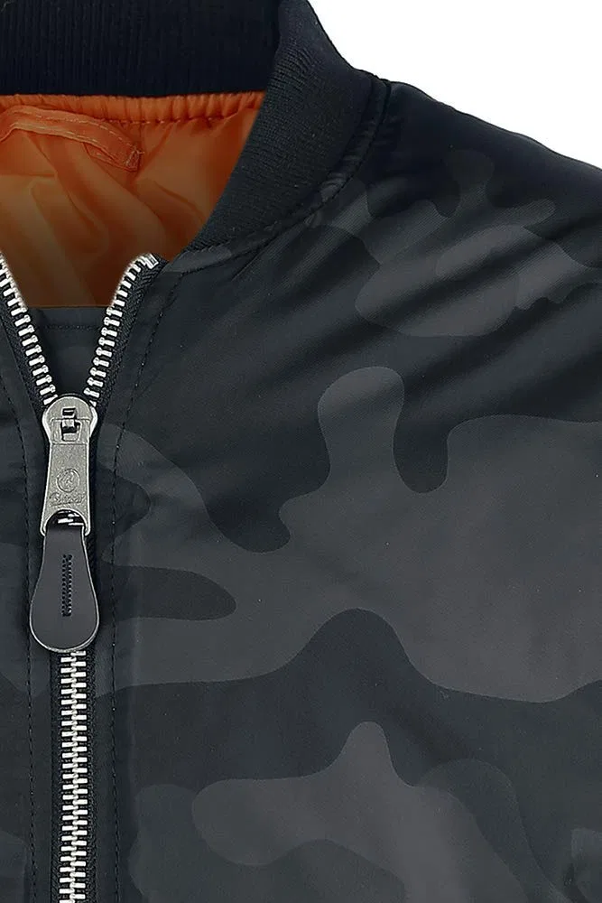 Мужская куртка-бомбер MA1, черная, 100% нейлон, Brandit, Dark Camouflage — фото 2