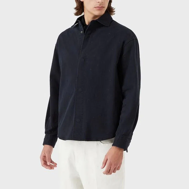 Мужская рубашка с лацканами Marine Blue EMPORIO ARMANI, Marine Blue — фото 4