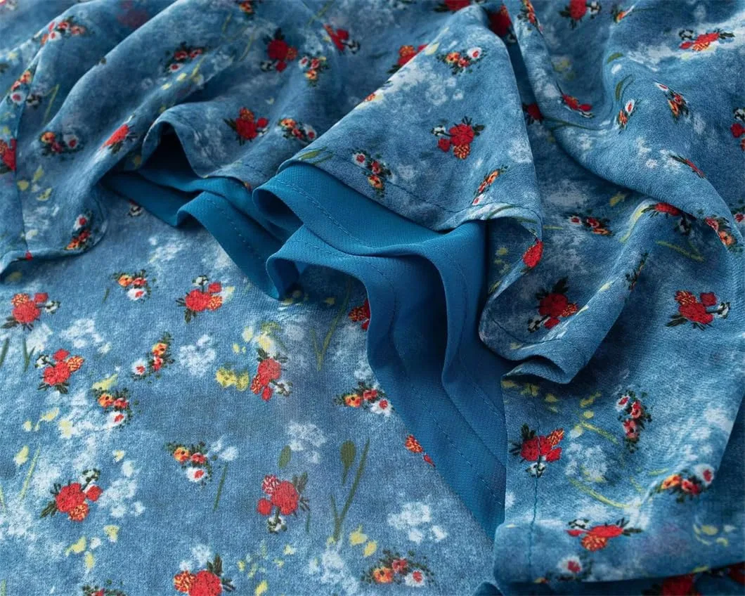 Женское летнее платье миди с цветочным принтом Generic, Blue — фото 3