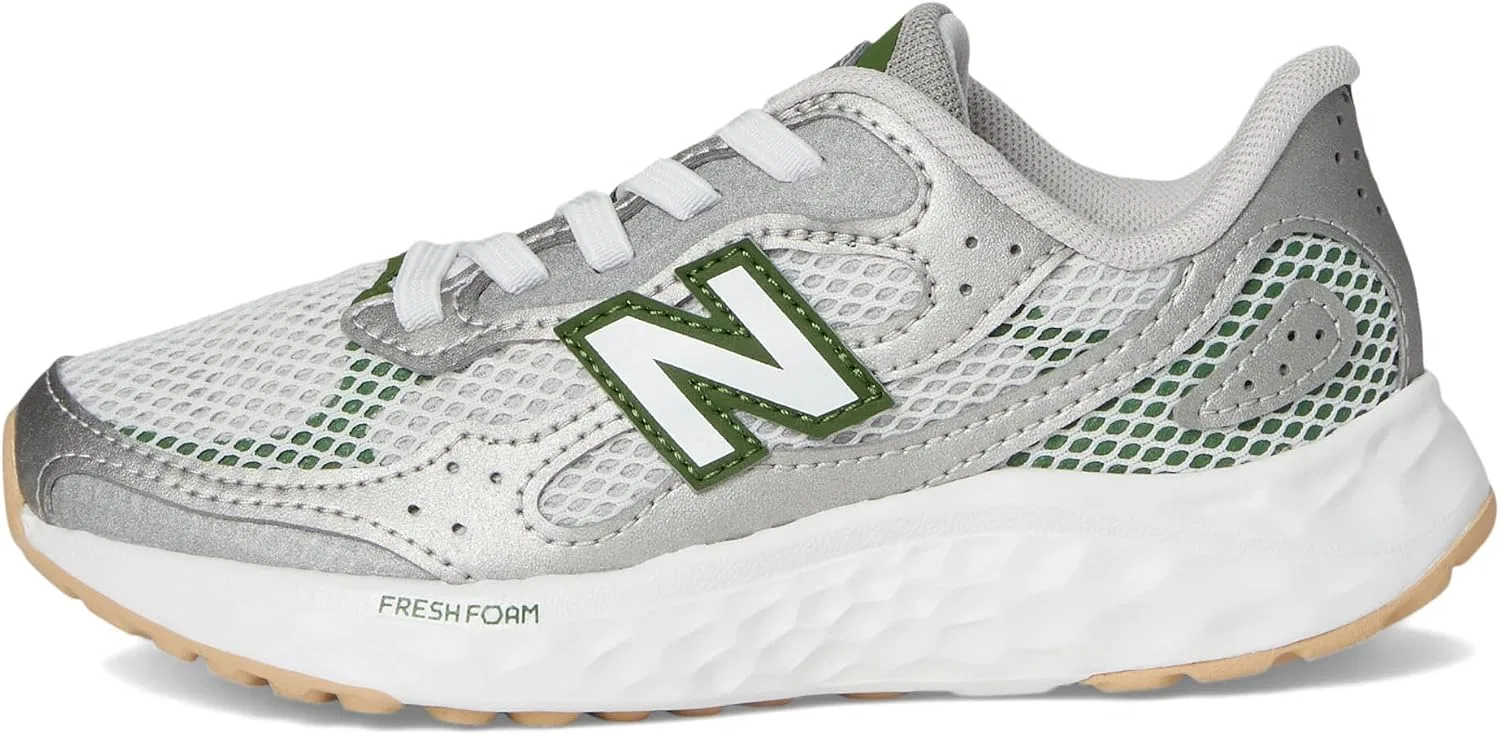 Детские кроссовки для бега с принтом Fresh Foam Arishi V4 Tiralux Bungee New Balance, Raincloud/Dark Silver Metallic/Alpine Green — фото 4