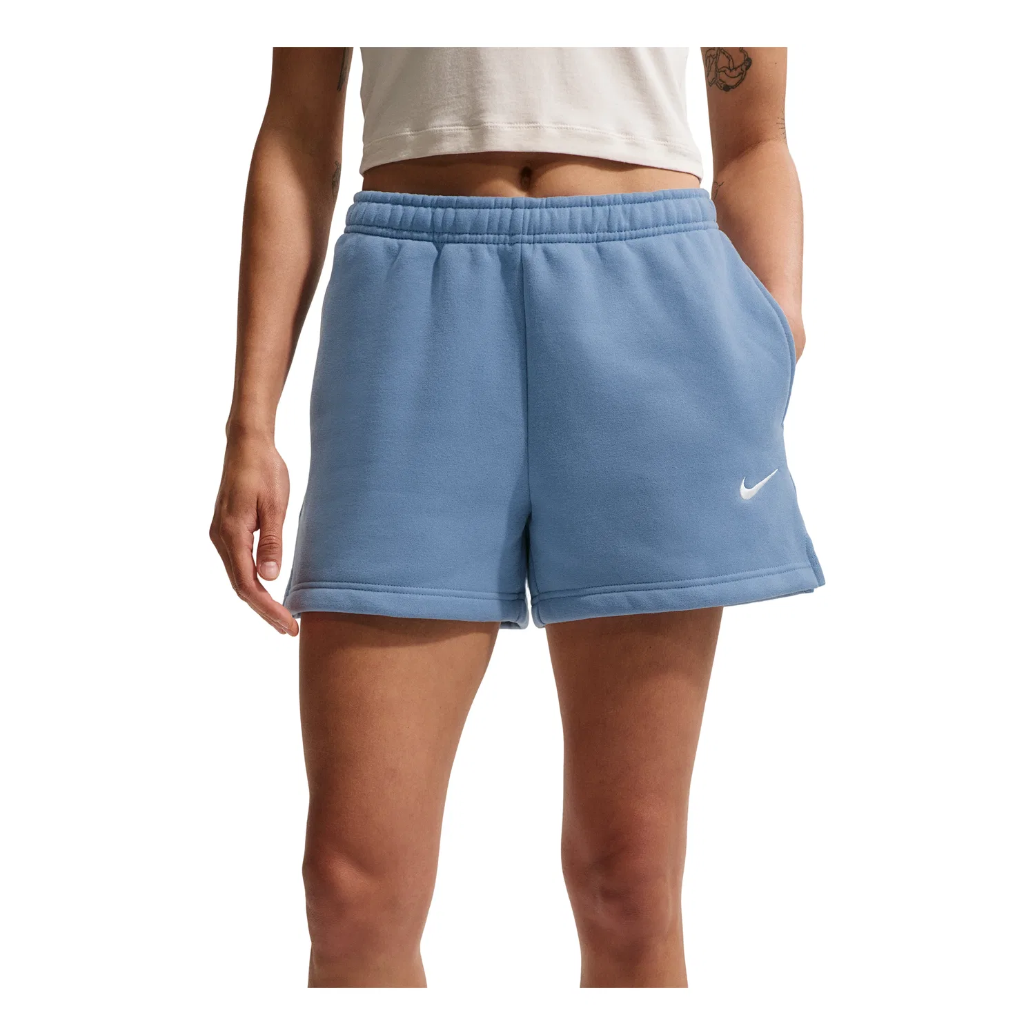Женские шорты Studio Fleece Medium Mid-Rise Shorts 'Work Blue Sail' Nike, Work Blue/Sail