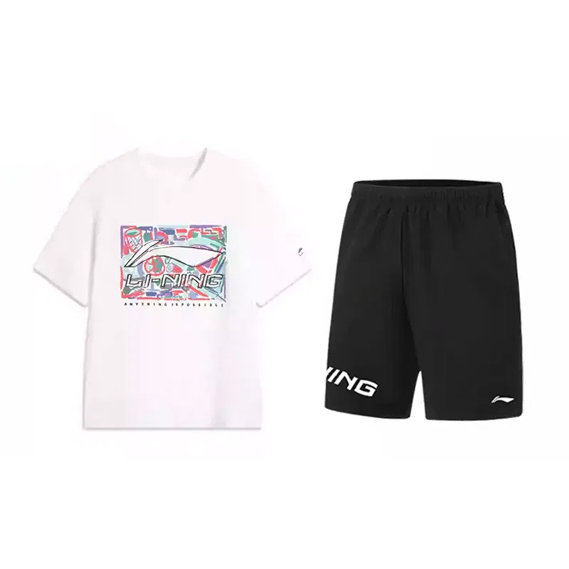 Комплект спортивной одежды детский Белый верх + Черный низ Li-Ning, White Top+Black Bottom