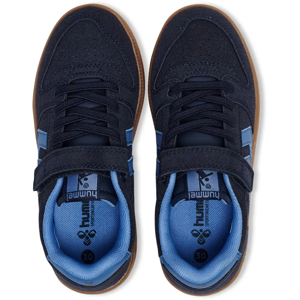 Детские кроссовки для девочек с липучкой Hummel Hanball Perfekt CL, Blue — фото 4