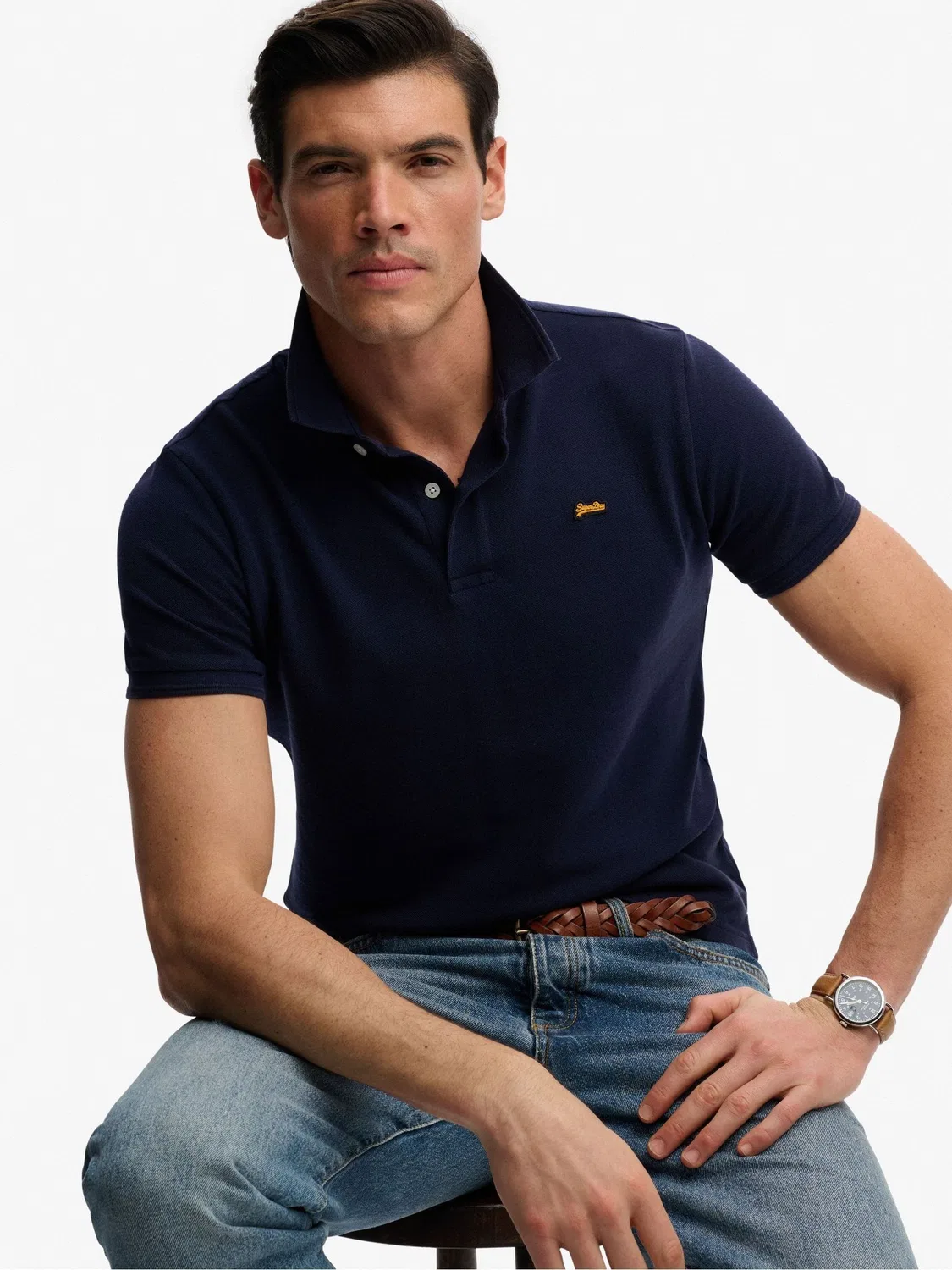 Поло классическое пике Superdry, темно-синий
