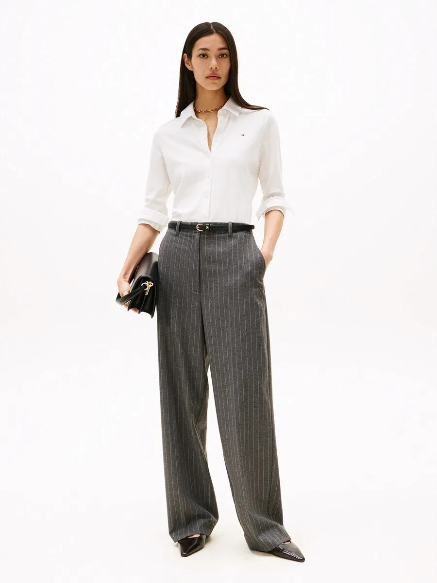 Блузка TOMMY HILFIGER '1985 Slim Fit' белого цвета — фото 4