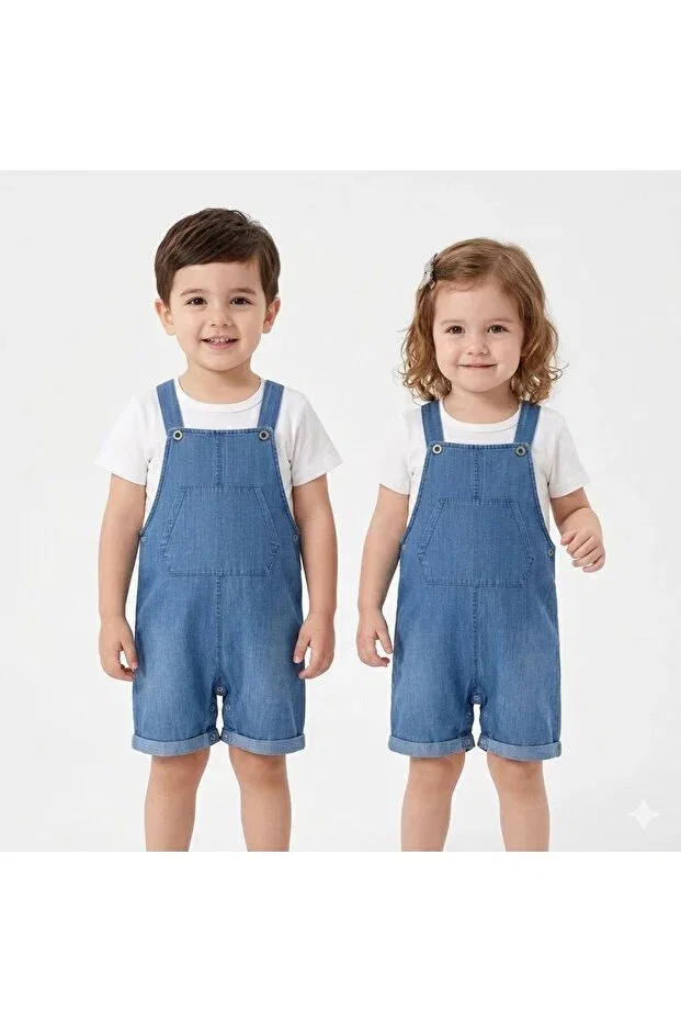 Детский комбинезон джинсовый с коротким рукавом Koçar Bebek, Navy Blue
