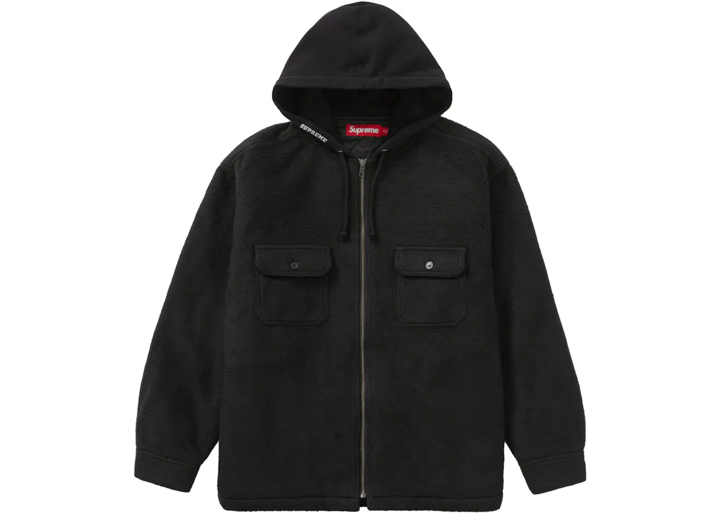 Мужская рубашка с капюшоном на молнии Supreme Fleece Zip Up Hooded, черный