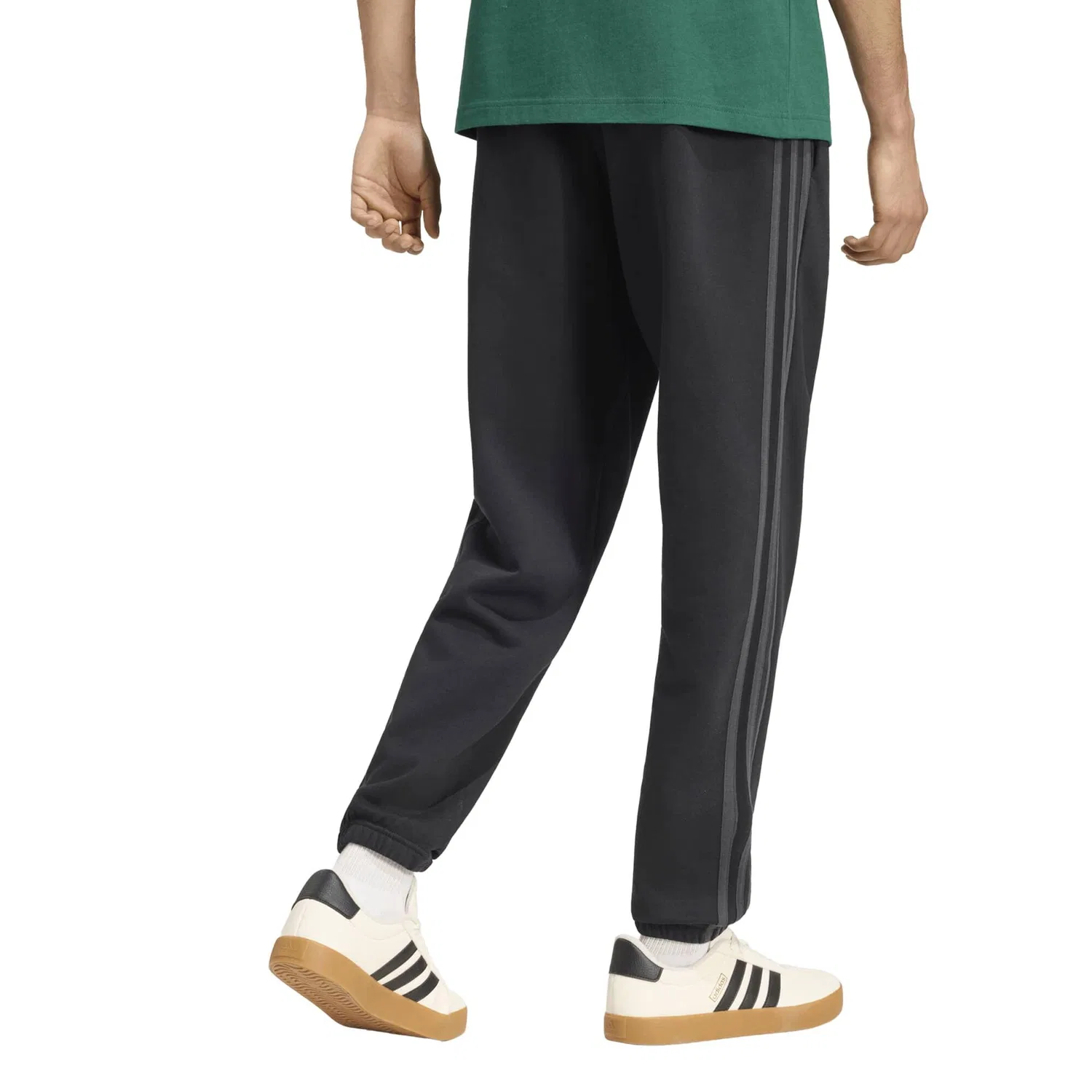 Мужские спортивные штаны из флиса с зауженным кроем Essentials 3S Fleece Tapered Cuffed Adidas, Schwarz Grau Schwarz — фото 3