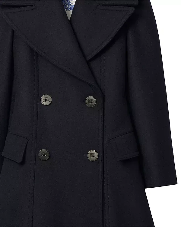 Женское пальто с запахом Wool tailored coat Burberry, темно-синий — фото 4
