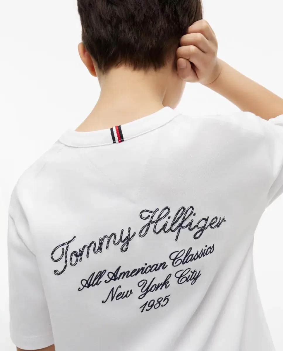 Детская футболка для мальчиков с коротким рукавом Tommy Hilfiger, Blanco — фото 3