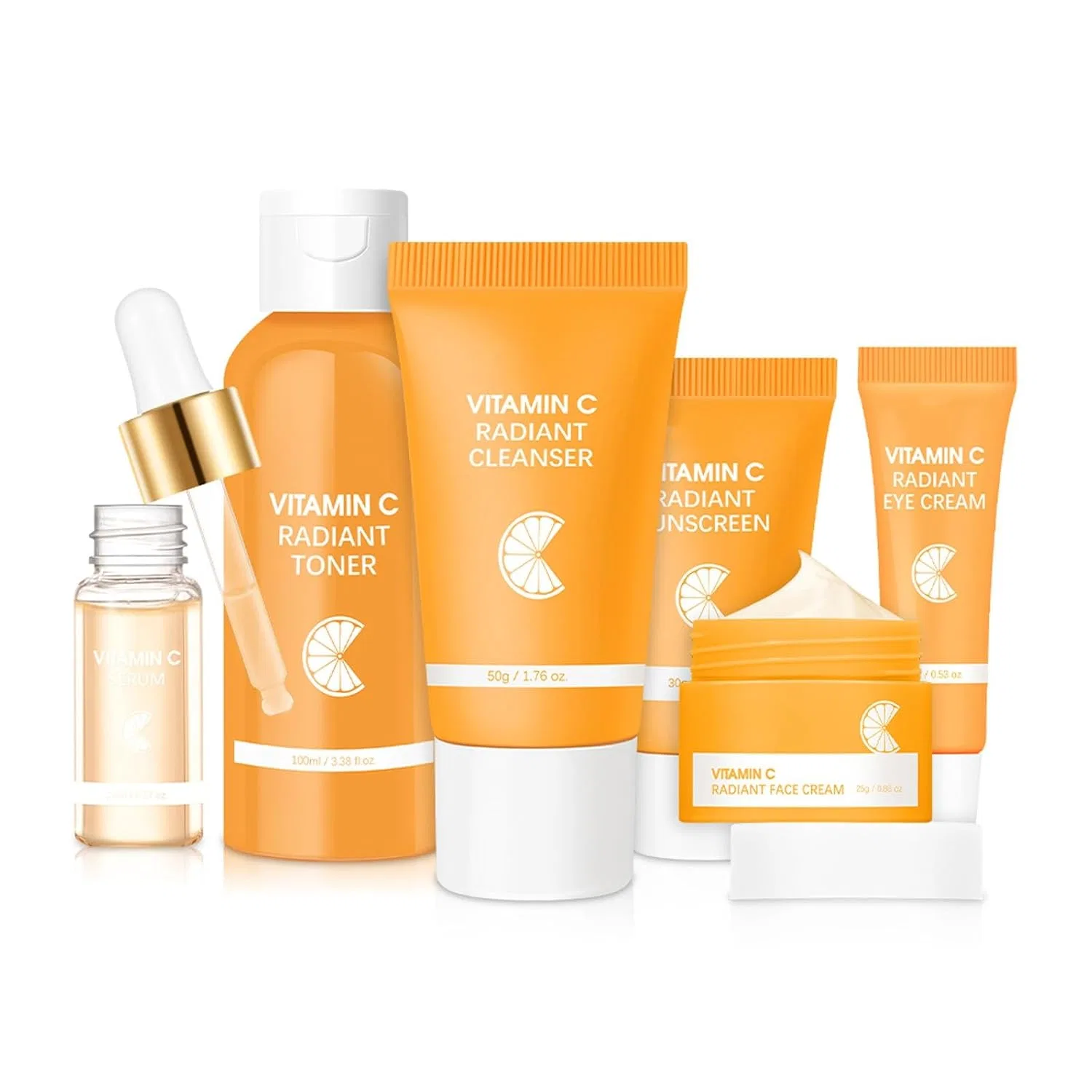 Набор для ухода за кожей лица, 6 предметов, Generisch, Cleanser, Toner, Serum, Eye Cream, Face Cream, Sun Cream, 350 г — фото 2