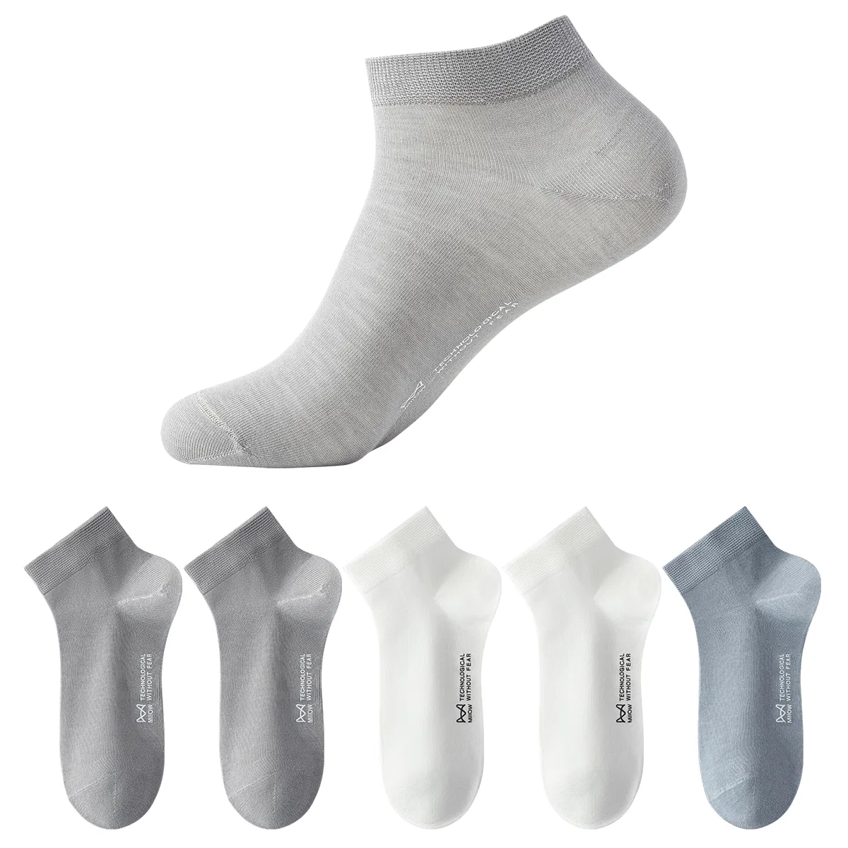 Детские носки-невидимки [5 Pack] Light Gray 2+White 2+Gray Blue MIIOW