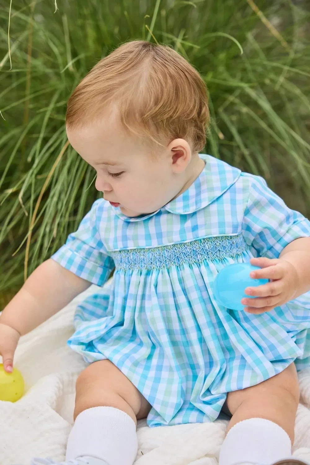 Детский боди-комбинезон с коротким рукавом и воротником питер-пэн Barrington Bubble LITTLE ENGLISH, Briarcliff Plaid — фото 2