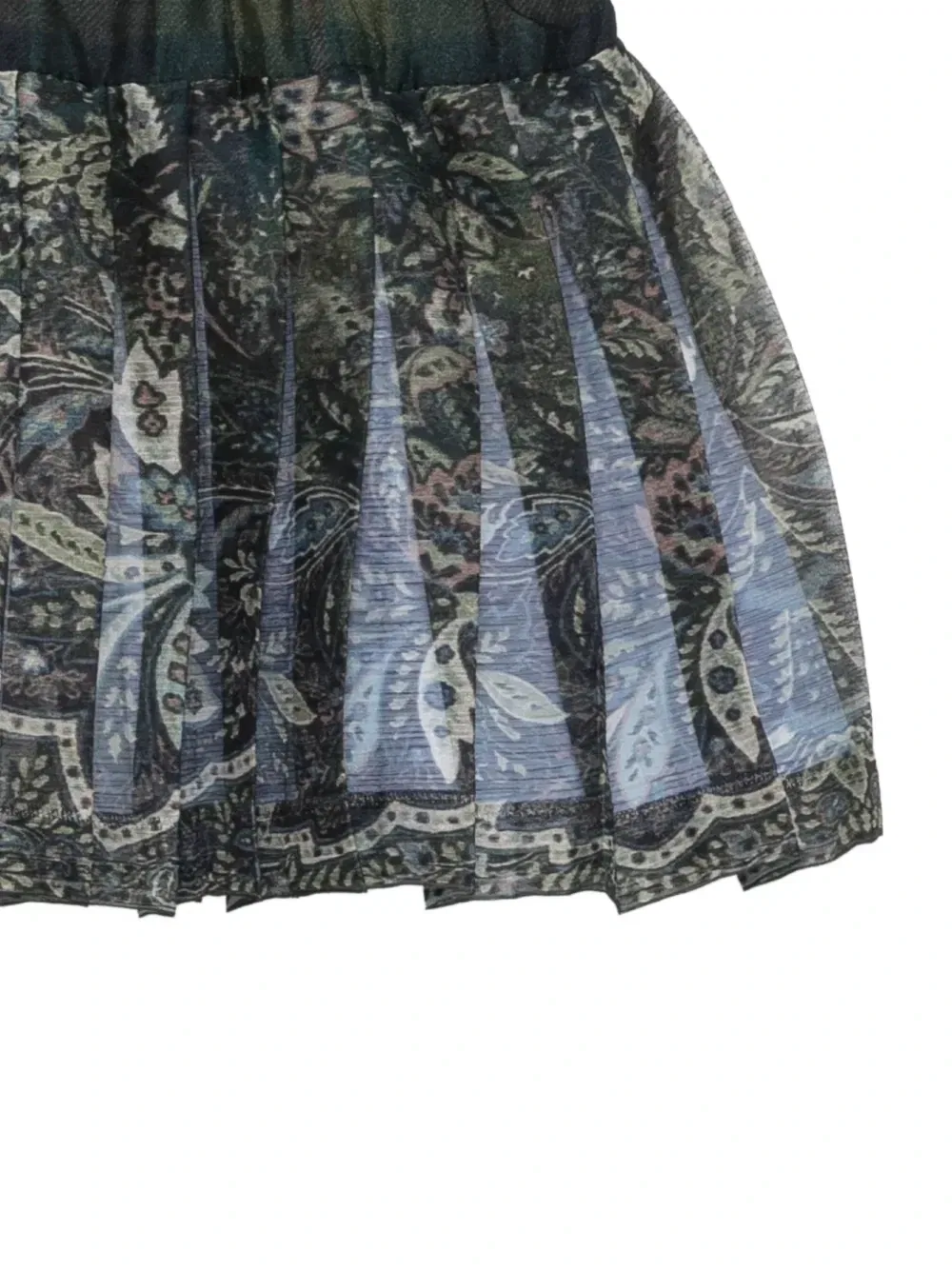 Юбка плиссе с принтом пейсли Etro Kids, зеленый — фото 3