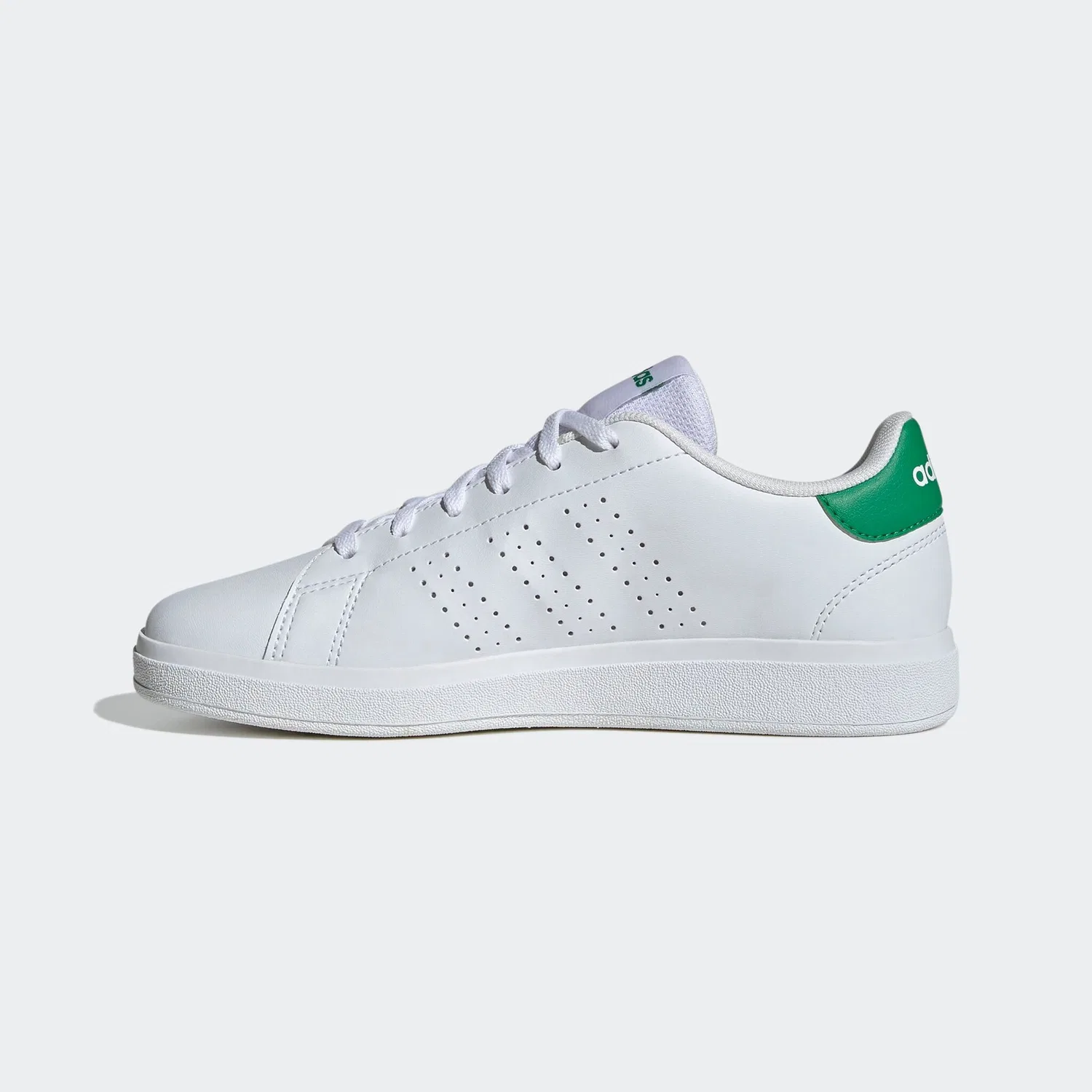 Детские кроссовки с тремя полосками Adidas, Cloud White/Ftwr White/Green — фото 3