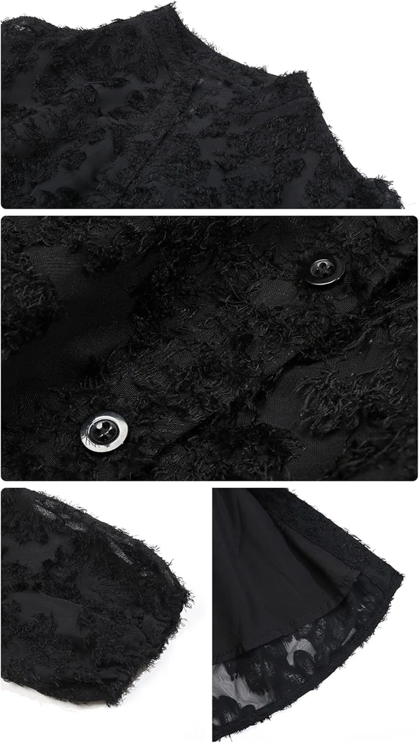 Женское богемное платье мини с длинным рукавом A-силуэта, Black — фото 3