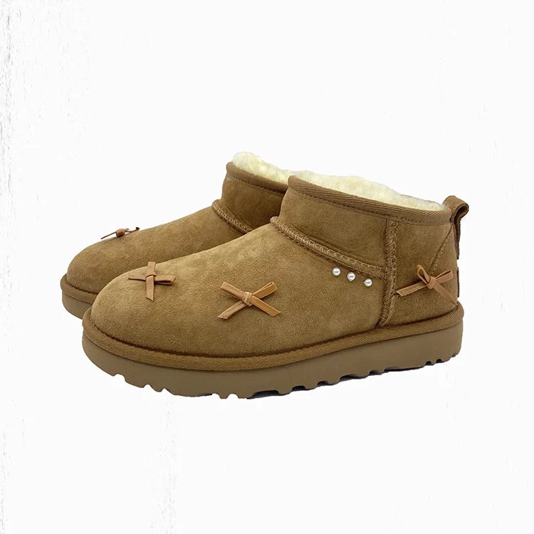 Ботинки зимние UGG Classic Ultra Mini Bowknot, каштаново-коричневый — фото 3