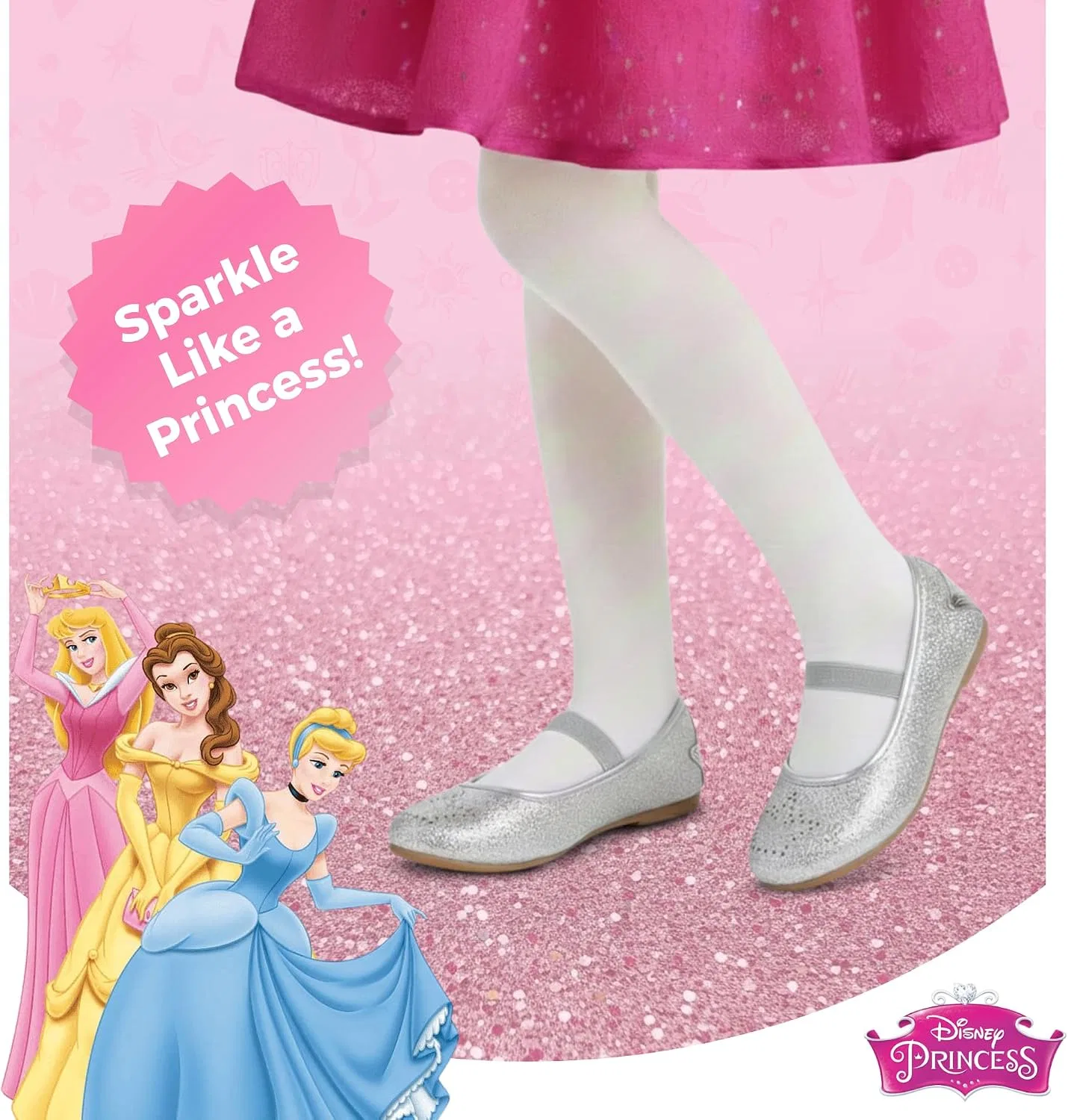 Детские туфли Мэри Джейн для девочек с принтом Disney, Silver Princess — фото 2
