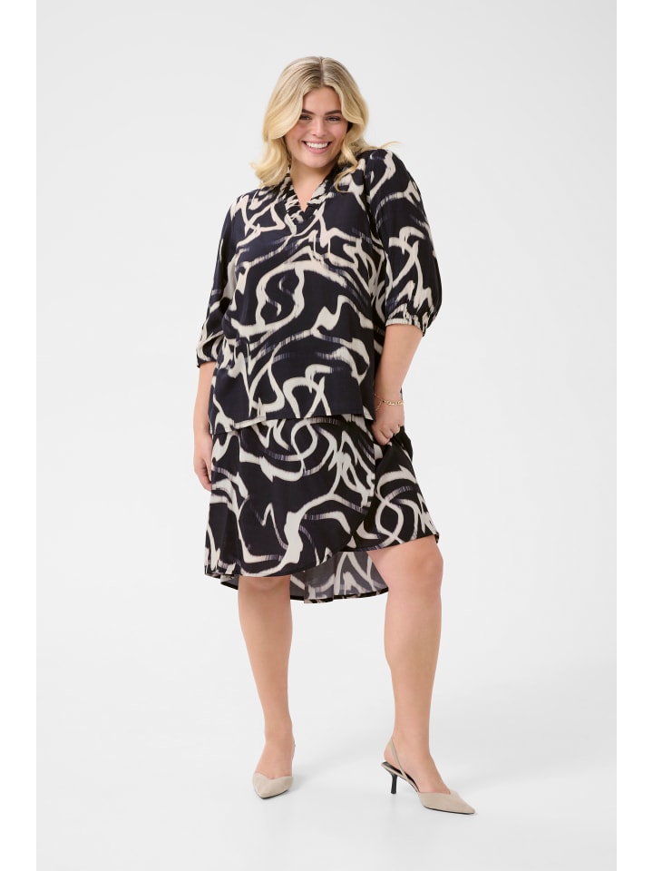 

Блузка с короткими рукавами KCmaren, стандартный крой, цвет: черный/натуральный, органический. KAFFE curve