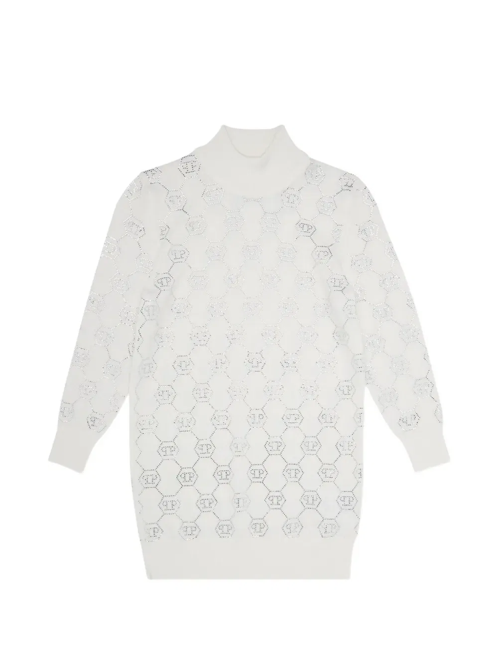Вязаное платье с монограммой Philipp Plein Junior, белый