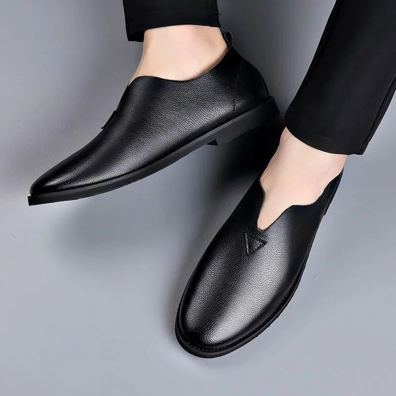Лоферы мужские кожаные Loafers Black DHFIRUFSHLO — фото 3